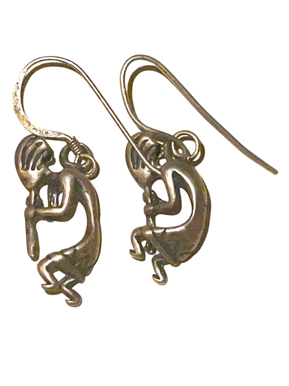 Native American Kokopelli Sterling Silver Dangle Earrings